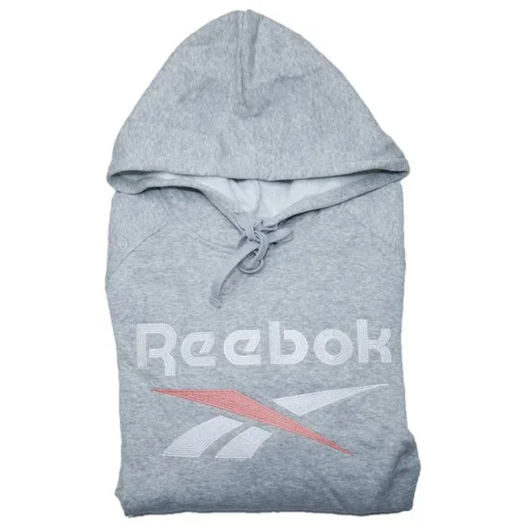 Reebok Vector Crossfit Fleece Hoodie Sweatshirt Womens Size L Gray Pink Metcon - Picture 7 of 7